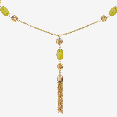 Liz Claiborne Beaded Tassel Womens Zinc Pendant Necklaces