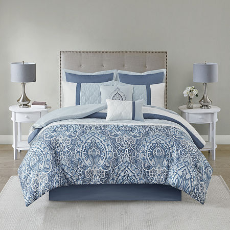 510 Design Josefina 8-pc. Midweight Embroidered Comforter Set, One Size, Blue