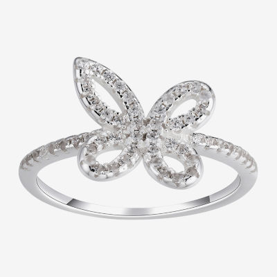 Footnotes Believe Cubic Zirconia Sterling Silver Butterfly Band