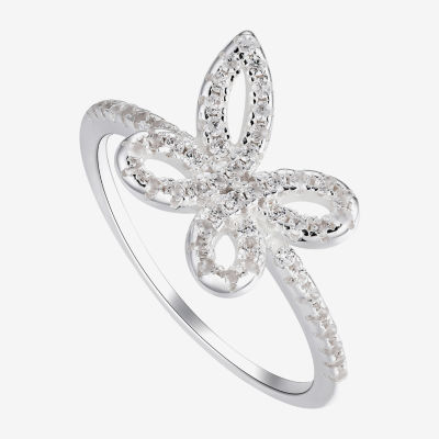 Footnotes Believe Cubic Zirconia Sterling Silver Butterfly Band