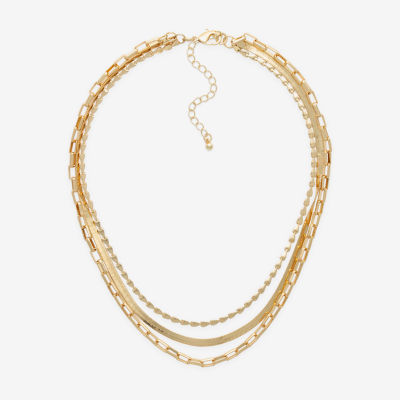 Bold Elements Gold Tone 17 1/2 Inch Snake Strand Necklace