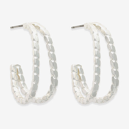 Bold Elements 20.2mm Hoop Earrings, One Size, Silver
