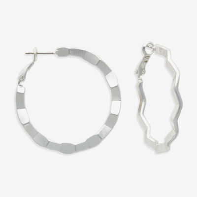 Bold Elements Silver Tone Hoop Earrings