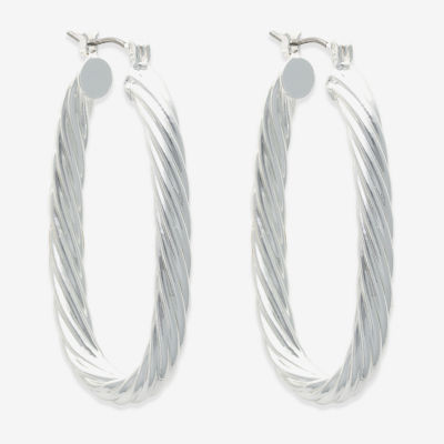 Bold Elements Silver Tone Hoop Earrings