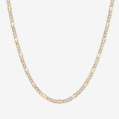 Made in Italy 14K Two Tone Gold 18 Inch Solid Figaro Chain Necklace