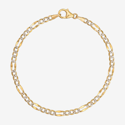 Made in Italy 14K Two Tone Gold 7.5 Inch Solid Figaro Chain Bracelet