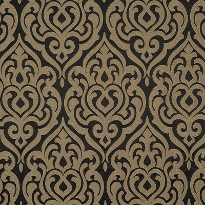 Queen Street Blythe Black & Gold Rod Pocket Energy Saving Light-Filtering Set of 2 Curtain Panel