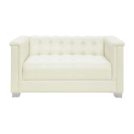 Chaviano Track-Arm Loveseat, One Size, White