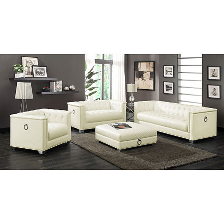 Chaviano Track-Arm Loveseat, One Size, White