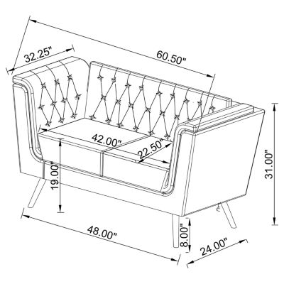 Holly Tuxedo Track-Arm Loveseat