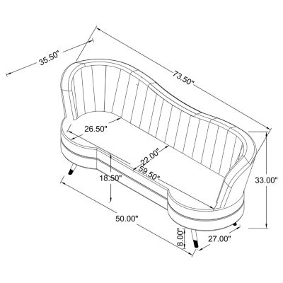 Sophia Curved Slope-Arm Upholstered Loveseat