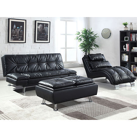 Dilleston Pad-Arm Sleeper Sofa, One Size, Black