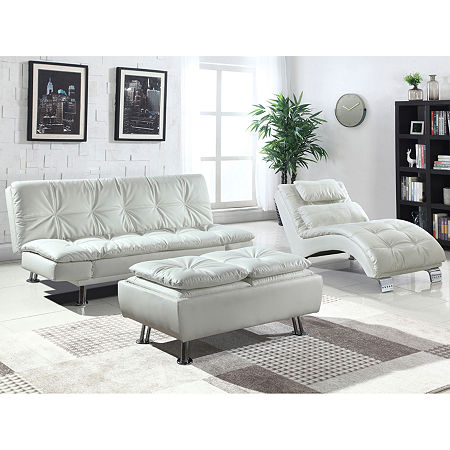 Dilleston Pad-Arm Sleeper Sofa, One Size, White