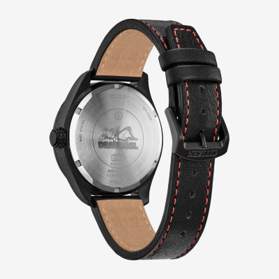 Citizen Deadpool Mens Black Leather Strap Watch Aw0145-02w