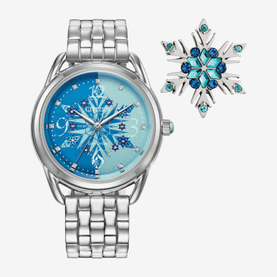 Citizen Frozen Womens Silver Tone Stainless Steel Bracelet Watch Fe7091-61w