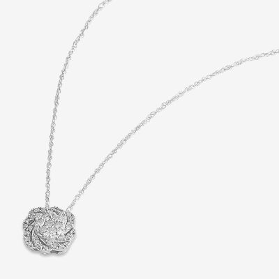 Womens / CT. T.W. Natural White Diamond 10K White Gold Round Pendant Necklace