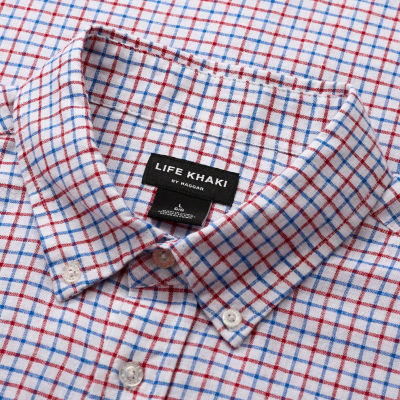 Haggar Mens Regular Fit Short Sleeve Plaid Button-Down Shirt