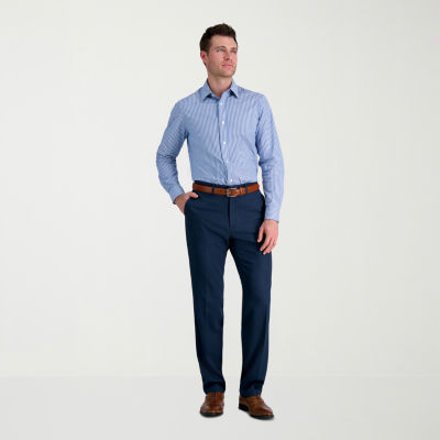 Haggar JMH Mens Comfort Waistband Straight Fit Dress Flat Front Pant