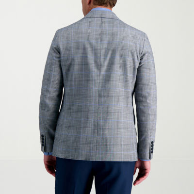 Haggar Mens Plaid Stretch Fabric Slim Fit Sport Coat