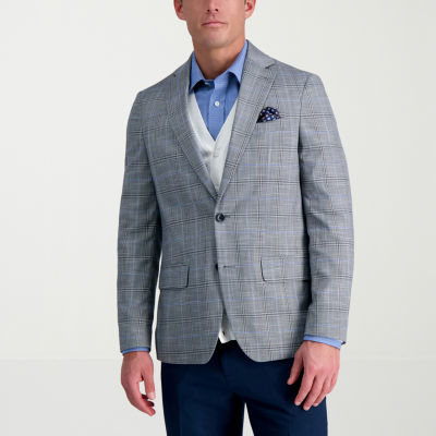 Haggar Mens Plaid Stretch Fabric Slim Fit Sport Coat