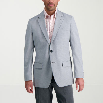Haggar 2 Front Flap Pockets Mens Geometric Stretch Fabric Relaxed Fit Sport Coat