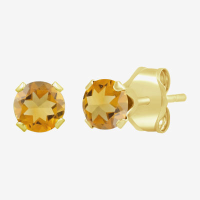 Gemstone 10K Gold 4mm Round Stud Earrings