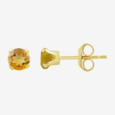 Gemstone 10K Gold 4mm Round Stud Earrings