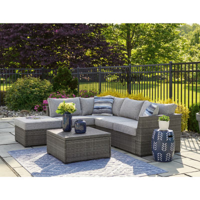 Signature Design by Ashley® Petal Road 4-pc. Outdoor Loveseat Sectional Ottoman Table Set
