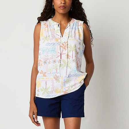 St. John's Bay Tall Womens Sleeveless Blouse