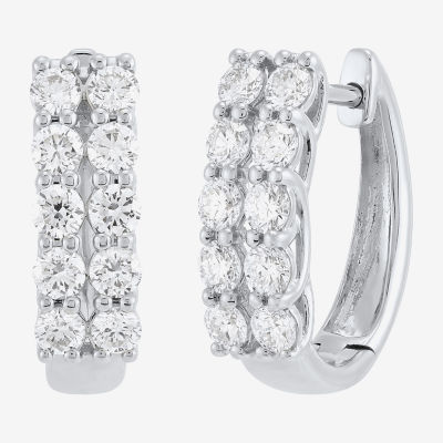 (H-I/Si2) Womens 1 CT. T.W. Lab Grown White Diamond 10K Gold 15.1mm Hoop Earrings
