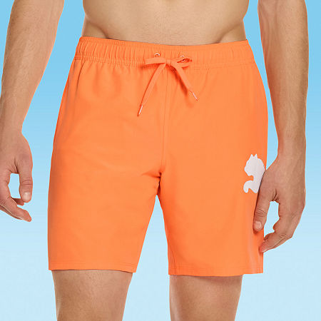 PUMA Mens Drawstring Waist Logo Swim Shorts, X-large, Orange