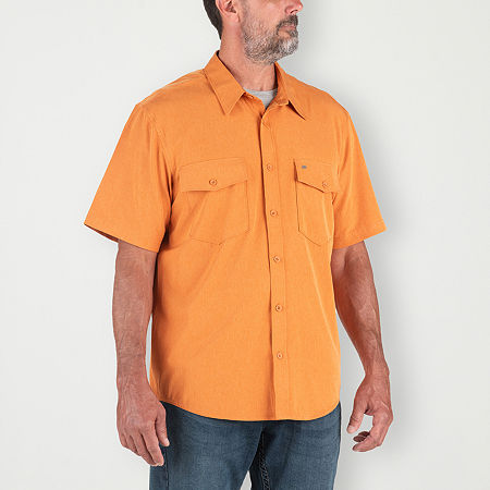 Berne Flex180 Upf Mens Regular Fit Short Sleeve Button-Down Shirt, Medium, Orange