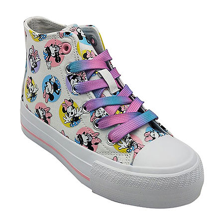 Disney GIrls Minnie Mouse Hightop Sneaker, 4 Medium, White
