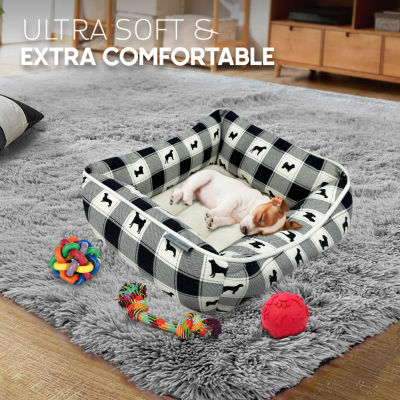 Precious Tails 24" Black Plaid Cuddler Pet Bed