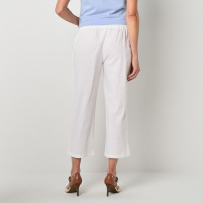 Liz Claiborne Womens Mid Rise Wide Leg Pull-On Pants