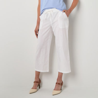 Liz Claiborne Womens Mid Rise Wide Leg Pull-On Pants