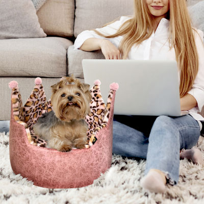 Precious Tails Crown Pink Pet Bed