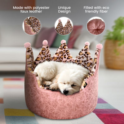 Precious Tails Crown Pink Pet Bed