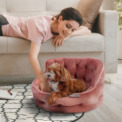 Precious Tails Round Cuddler Rose Pet Bed