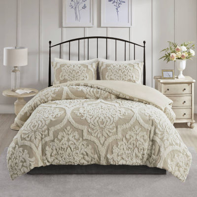 Madison Park Aeriela 3 Piece Tufted Cotton Chenille Damask Coverlet Set