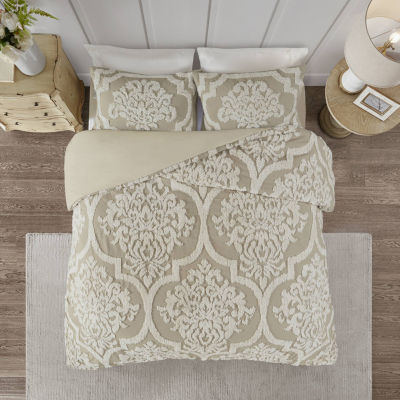 Madison Park Aeriela 3 Piece Tufted Cotton Chenille Damask Coverlet Set