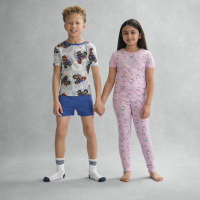 Little & Big Kid Girls Hello Kitty Round Neck Short Sleeve 3-pc. Pajama Sets