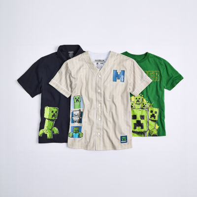 Little & Big Kid Boys Crew Neck Short Sleeve Regular Fit Minecraft Graphic T-Shirt