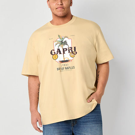 Arizona Mens Crew Neck Short Sleeve Regular Fit Big and Tall Graphic T-Shirt, 4x-large, Beige
