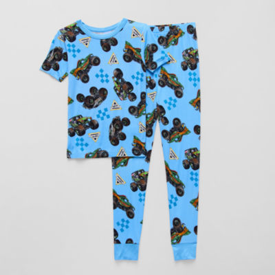 Boys Monster Jam Crew Neck Short Sleeve 2-pc. Pajama Sets
