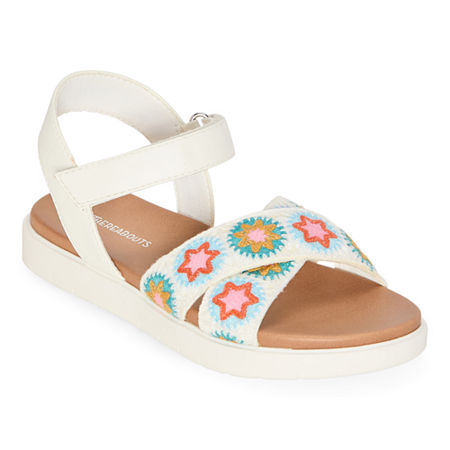 Thereabouts Little & Big Girls June Strap Sandals, 3 Medium, White