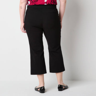 Liz Claiborne Lisa Womens Flare Mid Rise Classic Fit Plus Cropped Pant