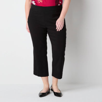 Liz Claiborne Lisa Womens Flare Mid Rise Classic Fit Plus Cropped Pant