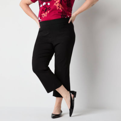Liz Claiborne Lisa Womens Flare Mid Rise Classic Fit Plus Cropped Pant