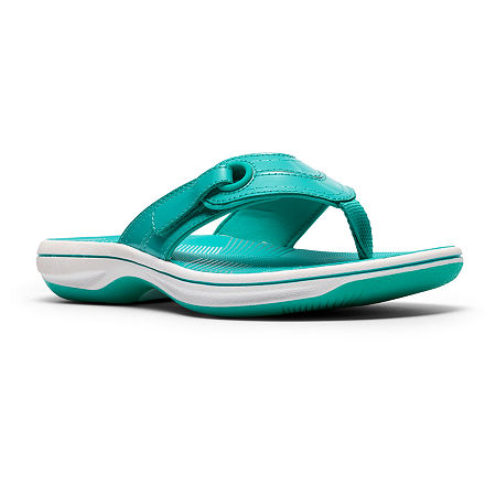Clarks Cloudsteppers Womens Breeze Reyna Flip-Flops, 7 Medium, Green